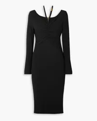 Versace Ruched stretch-crepe midi dress - Black Black