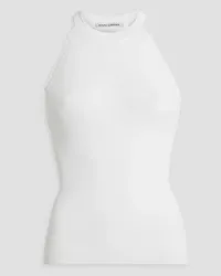 Autumn Cashmere Scalloped cutout ribbed-knit halterneck top - White White