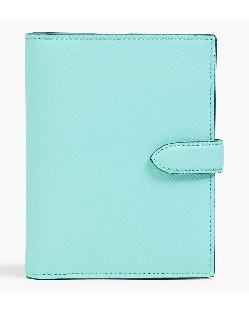 Smythson Panama textured-leather wallet - Blue Blue