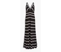 Alice Olivia - Karolina tiered striped crepe de chine maxi dress - Black