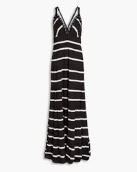 Alice + Olivia Alice Olivia - Karolina tiered striped crepe de chine maxi dress - Black Black