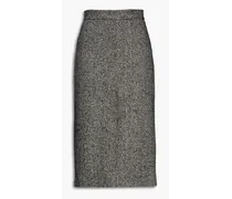 Herringbone tweed midi skirt - Black