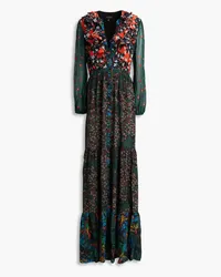 Saloni Ginny ruffled floral-print silk-georgette maxi dress - Green Green