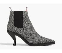 Herringbone tweed ankle boots - Black