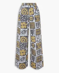 McQ Printed high-rise wide-leg jeans - Blue Blue