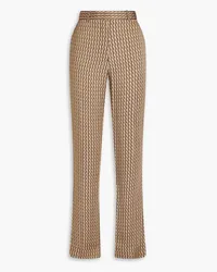 Victoria Beckham Logo-print twill straight-leg pants - Brown Brown