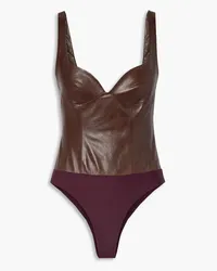 Zeynep Arcay Heart leather bodysuit - Brown Brown