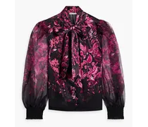 Alice Olivia - Brentley pussy-bow floral-print organza and crepe de chine blouse - Pink