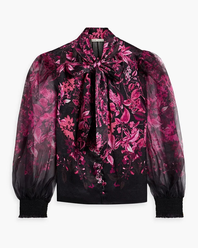Alice + Olivia Alice Olivia - Brentley pussy-bow floral-print organza and crepe de chine blouse - Pink Pink