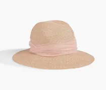 Courtney tulle-trimmed woven sunhat - Neutral