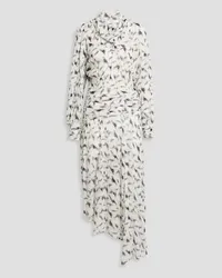 IRO Jensen asymmetric printed fil coupé georgette midi dress - White White