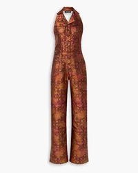 AHLUWALIA Silk and wool-blend jacquard halterneck jumpsuit - Brown Brown