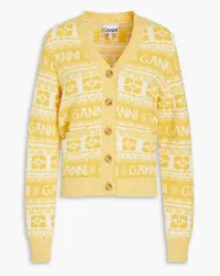 Ganni Intarsia-knit cardigan - Yellow Yellow