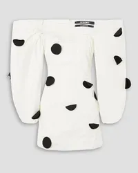 Jacquemus Off-the-shoulder polka-dot taffeta mini dress - White White