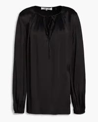 Diane von Furstenberg Freddie gathered satin-crepe blouse - Black Black