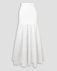 Ferragamo Stretch-jersey and poplin midi skirt - White White