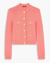 Balmain Button-embellished pointelle-knit cardigan - Orange Orange