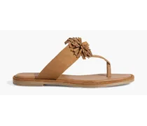 Grace pompom-embellished suede sandals - Brown