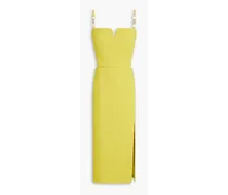 Iman chain-embellished cutout crepe midi dress - Yellow