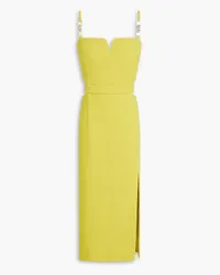 Rebecca Vallance Iman chain-embellished cutout crepe midi dress - Yellow Yellow