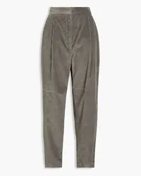 Brunello Cucinelli Cotton-corduroy tapered pants - Gray Gray