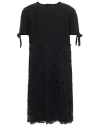 Valentino Garavani Bow-embellished paneled corded lace and crepe mini dress - Black Black