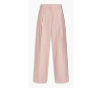 Pleated cotton wide-leg pants - Pink