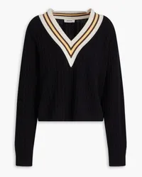 Sandro Cable-knit wool and cashmere-blend sweater - Black Black