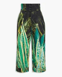 Dolce & Gabbana Cropped printed stretch-cotton twill tapered pants - Green Green