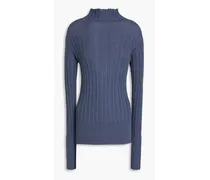 Ribbed wool turtleneck sweater - Blue
