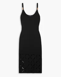 Versace Embellished laser-cut stretch-knit midi dress - Black Black