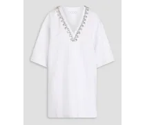 Crystal-embellished jersey mini dress - White