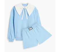 Cotton-blend fleece sweatshirt and shorts set - Blue