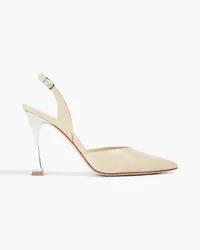 Gina Robyn crystal-embellished patent-leather slingback pumps - Neutral Neutral