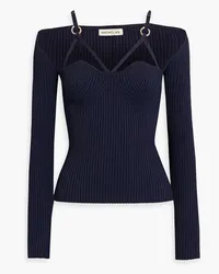 NICHOLAS Janine ring-embellished ribbed-knit top - Blue Blue