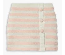 Button-embellished striped knitted mini skirt - Pink