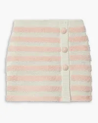 Balmain Button-embellished striped knitted mini skirt - Pink Pink