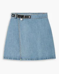 J.W.Anderson Embellished leather-trimmed denim wrap-effect skirt - Blue Blue