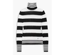 Striped knitted turtleneck sweater - Black