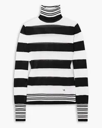 Victoria Beckham Striped knitted turtleneck sweater - Black Black