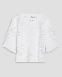 RED Valentino Broderie anglaise cotton top - White White