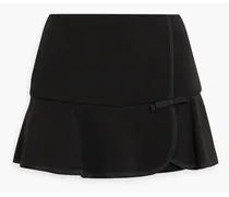 Skirt-effect fluted crepe shorts - Black