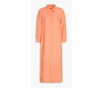 Linen midi shirt dress - Orange