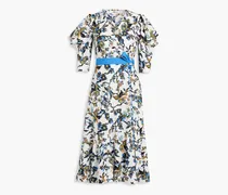 Annabeth wrap-effect printed cotton-poplin dress - Blue