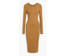 Ribbed TENCEL™-blend jersey midi dress - Brown