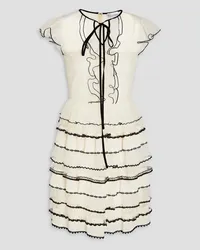 RED Valentino Tiered ruffled point d'espirit and georgette mini dress - White White