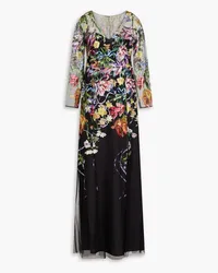 Marchesa Embroidered tulle gown - Black Black