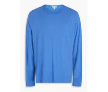 Cotton and linen-blend T-shirt - Blue
