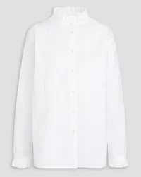 Officine Generale Adda embroidered Swiss-dot cotton shirt - White White