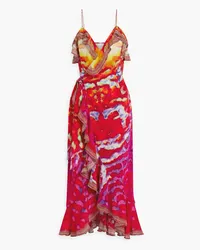 Camilla Embellished printed silk crepe de chine maxi wrap dress - Red Red